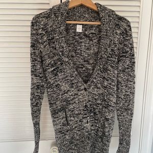 J. Crew Grey long cardigan sweater size small button up w/ zipper pockets